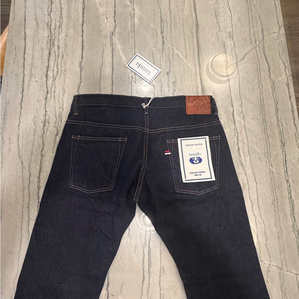 Tanuki NT 16.5oz NATURAL indigo tapered jeans one wash size 34